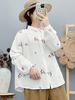 Damen Hemd im Wald-Stil aus Baumwollgaze mit Rosenstickerei - Hautfreundlich, Locker und Künstlerisch