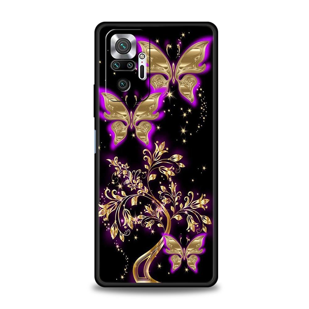 

Butterfly Lavender Higan Flower Luxury Case For Redmi K50 Note 10 11 11T Pro 9 9s 8 8T 7 K40 Gaming 9A 9C 8A Pro Plus 5G Shell Redmi Note 8T
