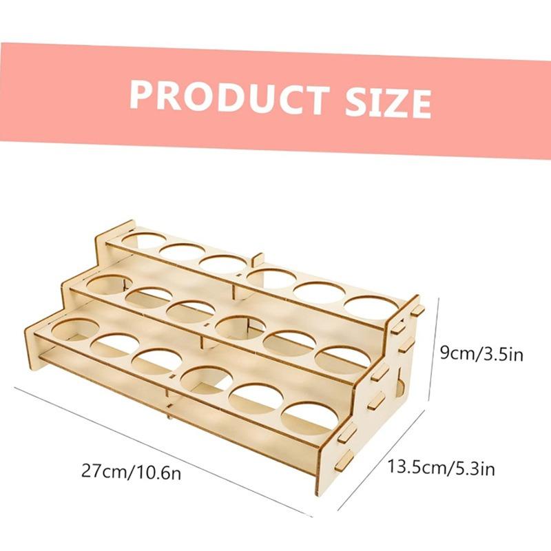 Wooden Paint Rack Organizer for Pigment Bottles and Art Supplies Display Shelf Compact Storage for Crafting and Painting Supplie