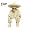Artistic Character Ornaments 3D Printed Sitting Skeleton Shelf Sitter Figurine Gothic Hat Desktop Niche Creative Gifts Ornament Trendy Home