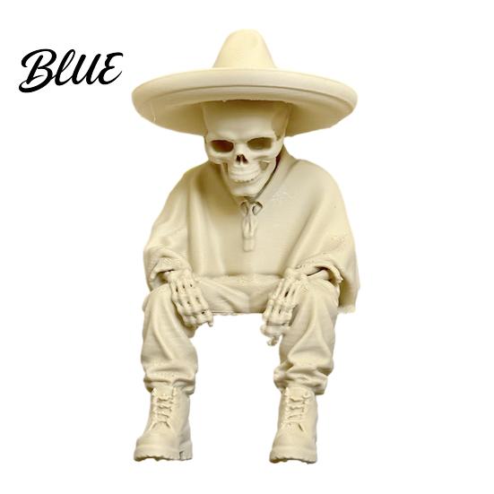 Artistic Character Ornaments 3D Printed Sitting Skeleton Shelf Sitter Figurine Gothic Hat Desktop Niche Creative Gifts Ornament Trendy Home