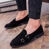Men's Loafers, Suede Leather Pointed Casual Shoes, Four-season Solid Color Men's Leather Shoes, Foot Cover, Driving Lazy Shoes