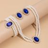 3Pcs/set French Elegant Elegant Multi Layer Imitation Pearl Jewelry Set 2025 Summer Party Wedding Gift Beaded Choker Necklace Earrings Sets for Women
