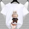2025 Popular Children's Clothing Short Sleeved LABUBU Adventure Outfit Pattern Round Neck T-shirt Cartoon Style Girl's Top