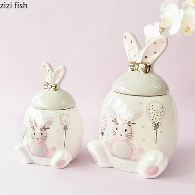 Barattoli Moderni in Ceramica a Forma di Coniglio Contenitori per Snack e Caramelle Creativi Contenitori per Tè e Caffè per la Casa con Coperchio Contenitori di Stoccaggio Bottiglia per Spezie