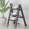 Telescopic Carbon Steel 3-Step Folding Ladder Stool with Storage