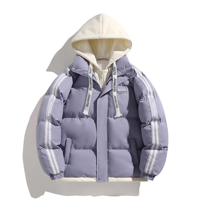 Couple Cotton Clothes Solid Color Hooded Cotton Clothes Couple Autumn/Winter Cotton Clothes