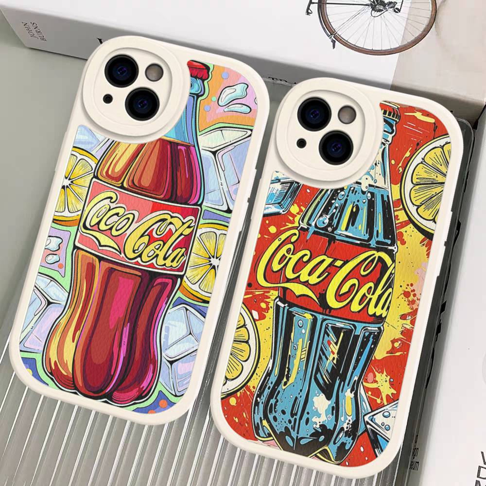 Hot C-Coca Drinks C-Cola Phone Case For Iphone 16 15 14 13 12 11 Pro Max Plus Leather Soft Back Cover