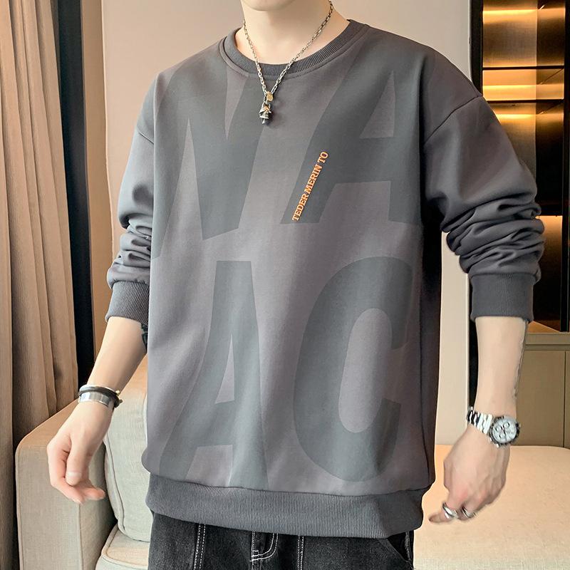 Spring Autumn Round Neck Loose Casual Hip Hop Printing Sweatshirt Male Pullover Top Men