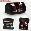 1pc Black Cat And Playing Cards Design Double Layer Flip Pencil Case - Multi-Layer Flip Cover Design, Storage Bag, Zipper Closure, Suitable for School