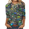European and American Women's Round Neck Long-sleeved T-shirt with Sequins 3D Printing