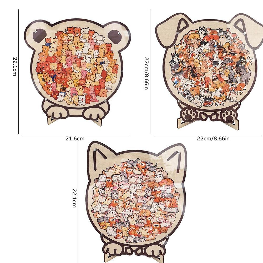 Cartoon Wooden Puzzle Toy Animal Dog Cat Bear Theme Puppy Cat Shaped Puzzle Toys Fun Educational Toys