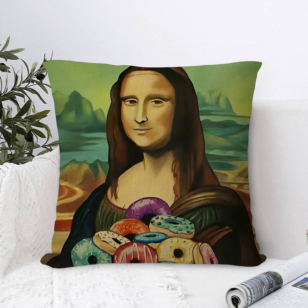 Mona Lisa Śmieszne Spersonalizowane Zdjęcie Tekst Dekoracyjne Poduszki Domowe Prezenty Domowe 45x45cm