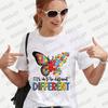 Its Okay To Be Different Autism Butterfly Shirt for Women Butterfly T-shirt Autism Acceptance Tshirt Short Sleeve Graphic Tops
