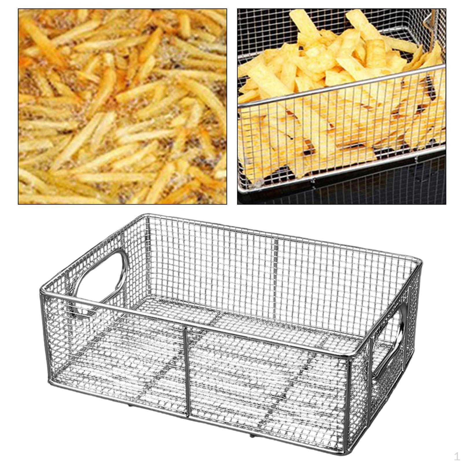 

Rectangular Colander Basket for Frying, And Draining Vegetables Fruits at Home Or Barbecues. 30x20x10 cm