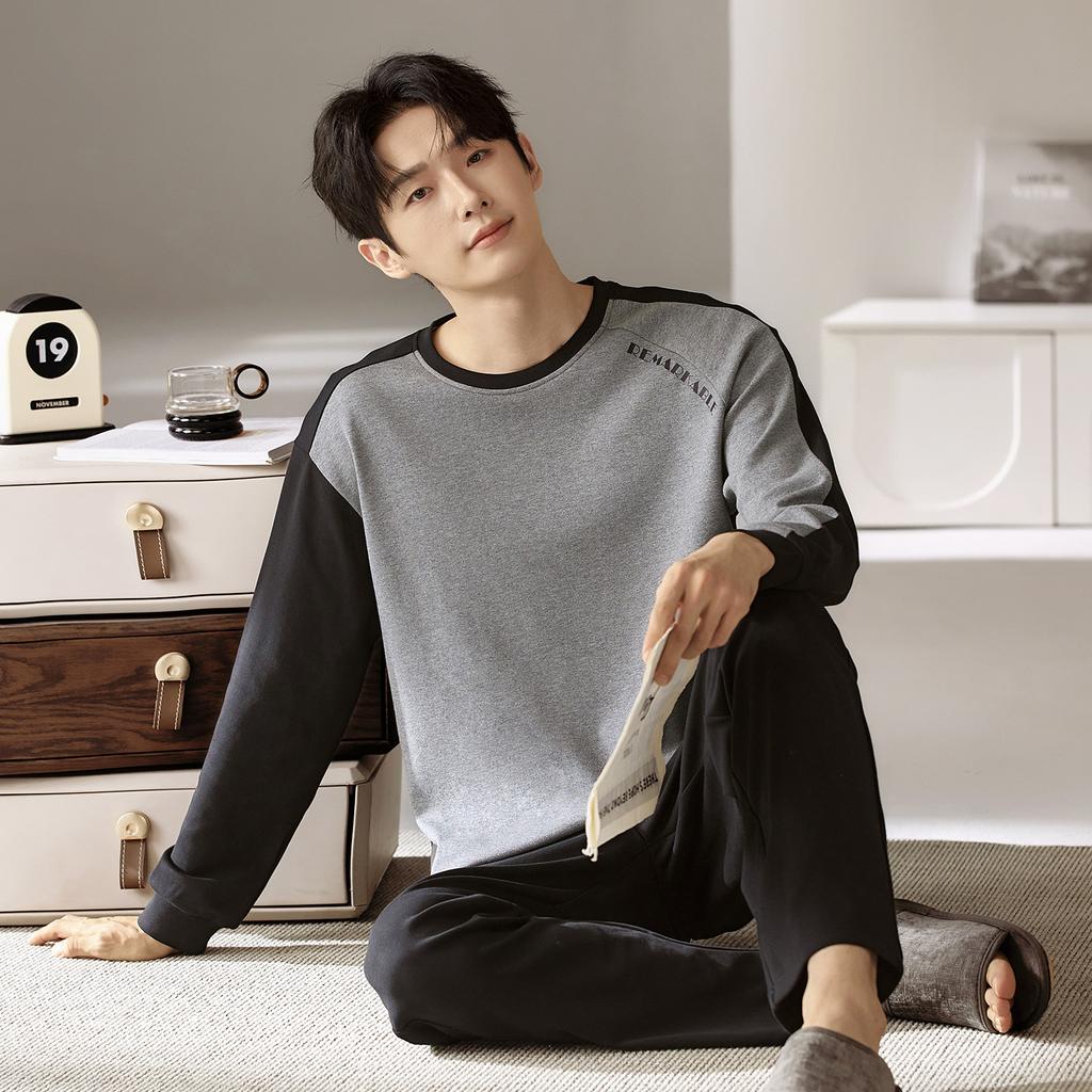 Pajamas Men'S Spring And Autumn Men'S Cotton Long Sleeve Men'S Autumn Cotton Homewear Casual Suit