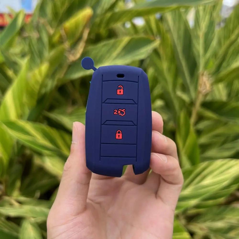 

3 Buttons Silicone Key Cover Case Rubber Skin Shell Protector for Changan CS15 EADO Raeton CS35 CS55 CS75 Keychain Accessories темно-синього кольору