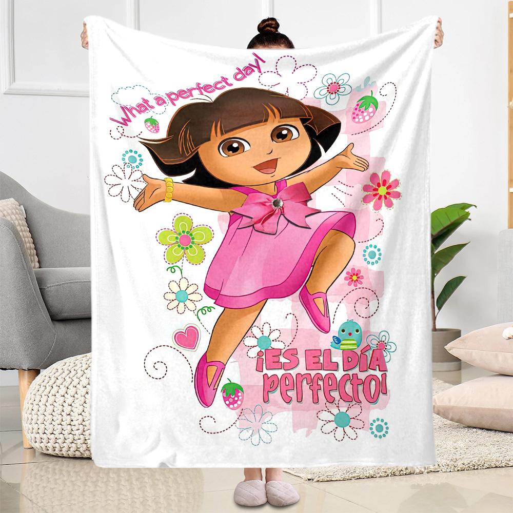 Dora Explorer Blanket Durable Comfort Suitable for Office Sofa Picnics Four Seasons Multipurpose Warmthful Decor Best Holiday Gift for Friends Family