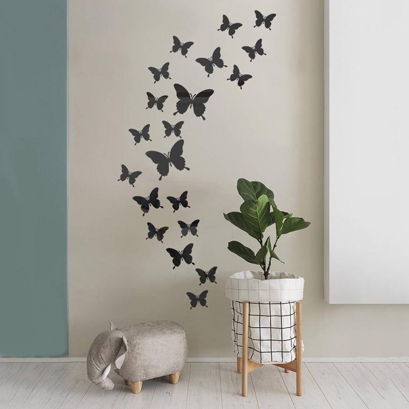 Butterfly Crystal Mirror 3D Wall Sticker for Bedroom or Living Room Decoration