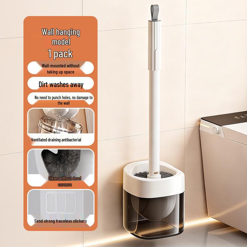 Wall-Mounted Long Handle Toilet Brush Set, No Dead Angles, for Household Bathroom Cleaning