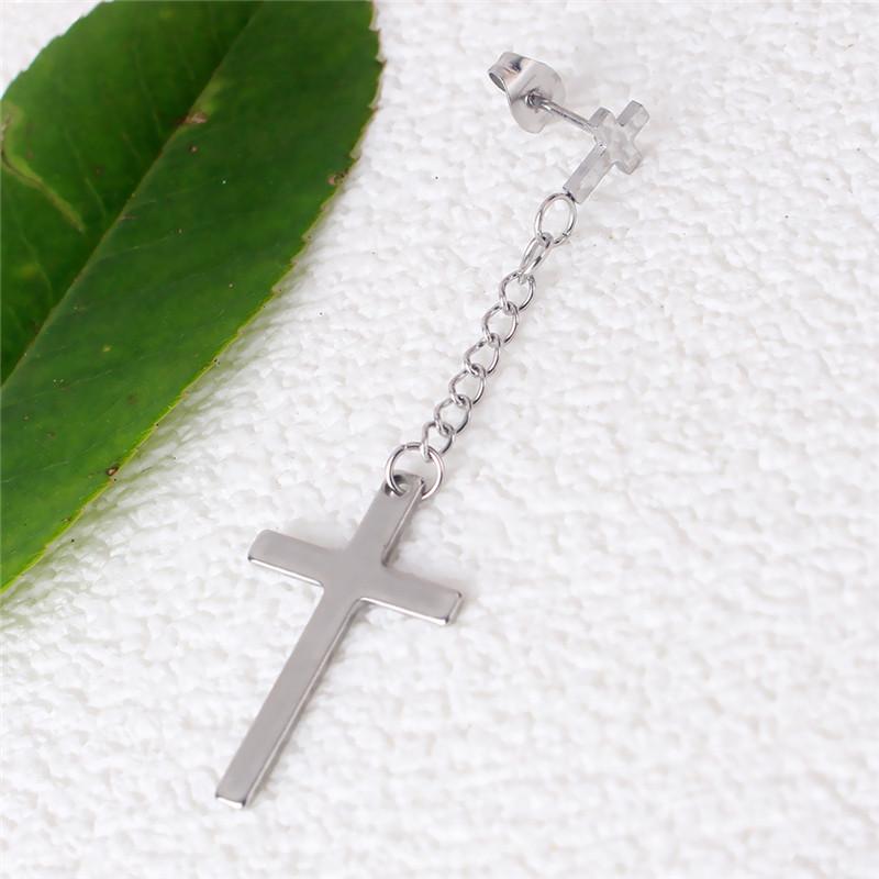 SImple Classic Cross Tassel Pendant Earrings Stainless Steel Fashion Geometric Drop Ear Jewelry Party Gifts For Women Girls