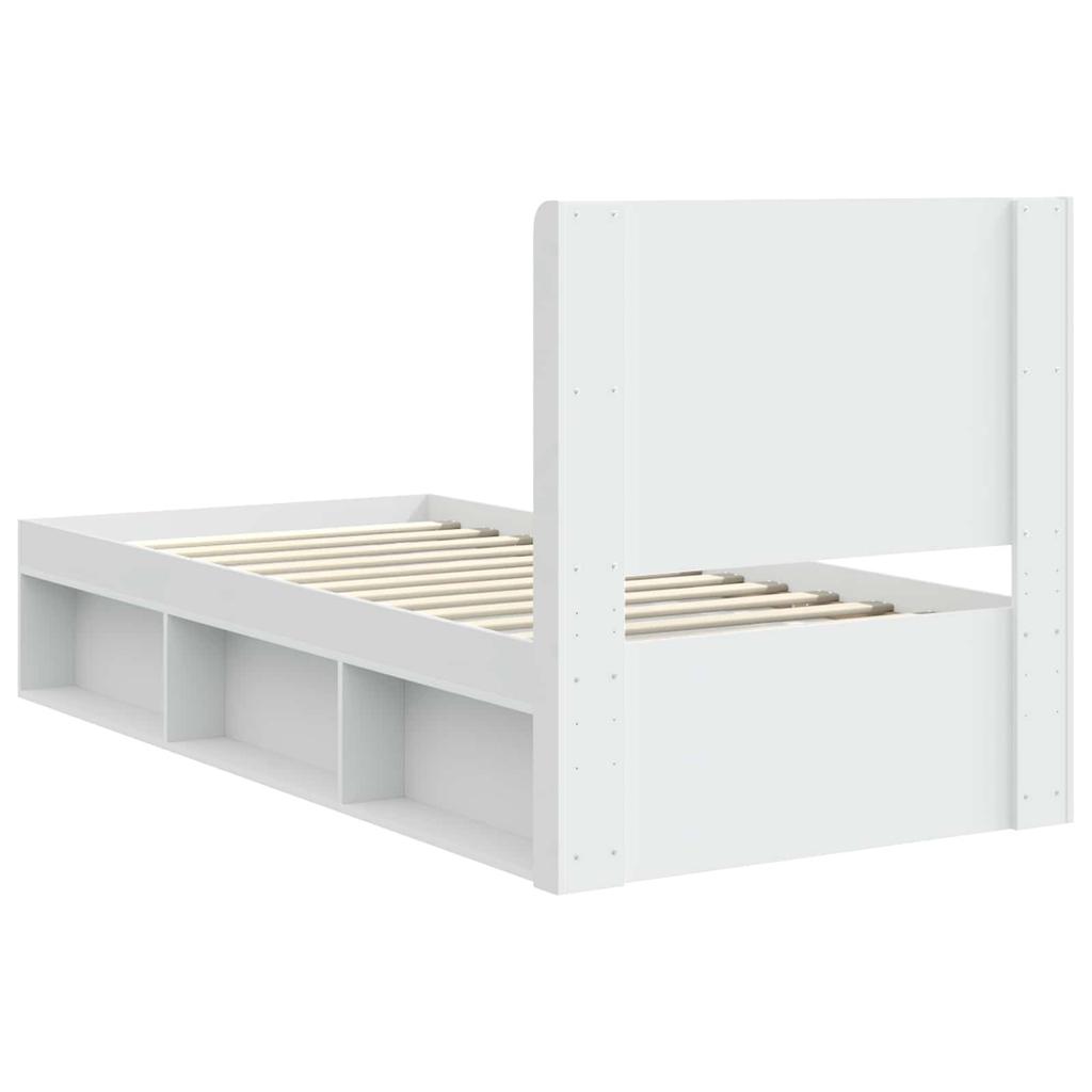 Bed Frame with Storage Space and Headboard White 100 X 200 Cm