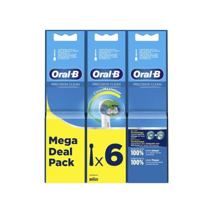 Oral-B Precision Clean Lot De 6 Têtes De Brosse À Dents De Rechange Avec Technologie CleanMaximiser - 4210201325253