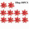 50PCS Christmas Flower Glitter Powder Artificial Flower Christmas Decoration Christmas Tree Flower Christmas Gift Box Decora
