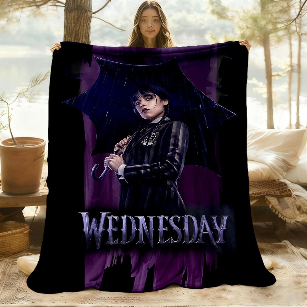 1pc Wednesday Addams Outdoor Blanket Lightweight Flannel, Soft & Warm, All-Season Use for Sofa, Outdoor, Camping, Living Room033