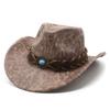 Hood Gift Western Cowboy Hat Vintage Imitation Leather Cracked Felt Hat Tibetan Men'S And Women'S Hats