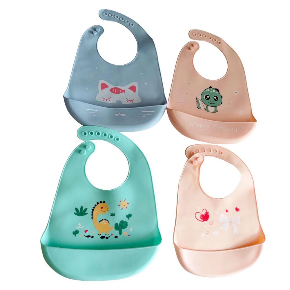 

Silicone Baby Bibs Cute Cartoon Children s Bib for Boys and Girls, Food Grade BPA-Free, Waterproof Feeding Sleeveless Aprons