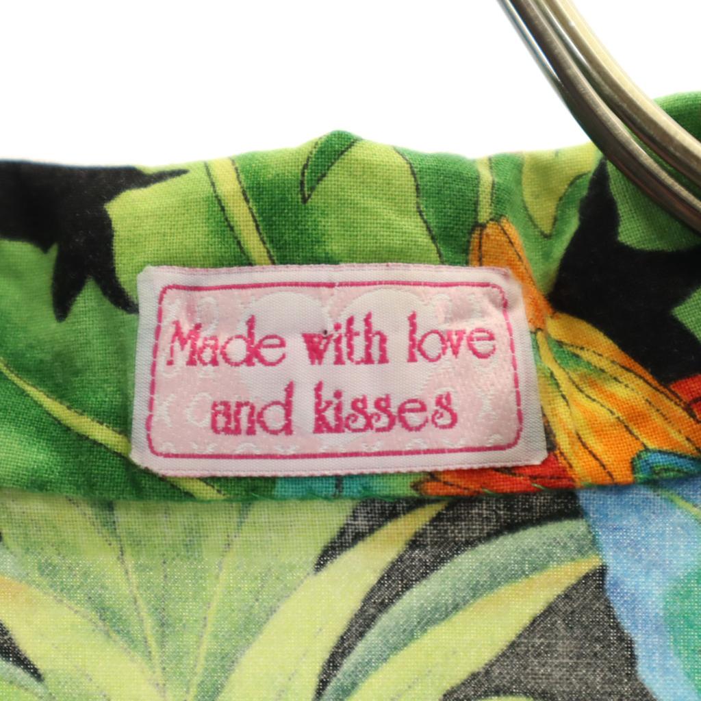 80s 90s Old Parrot Pattern Short Sleeve Aloha Shirt Green Open Collar Men's Used