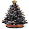 Black Ceramic Halloween Tree With Orange And Purple Lights, Pre-lit Tabletop Halloween Decorative Tr