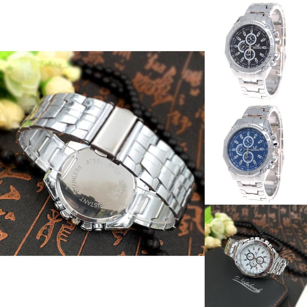 Stylish Men Steel Band Watch Business Alloy Timepiece Casual Wear Accessory