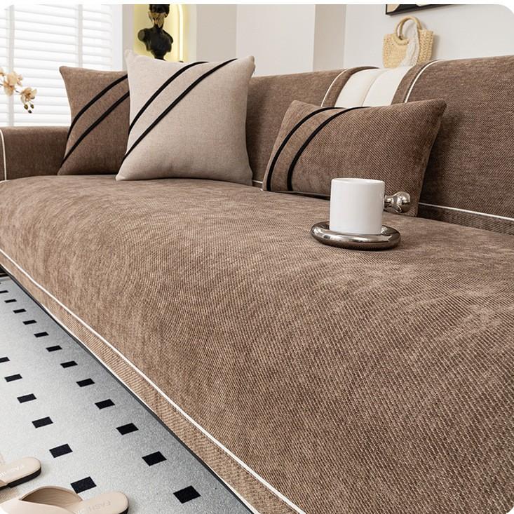 New Light Luxury Sofa Cover Pad High-End Chenier Non-Slip Seat Cushion Four-Season Universal Straight Sofa Cover Cloth