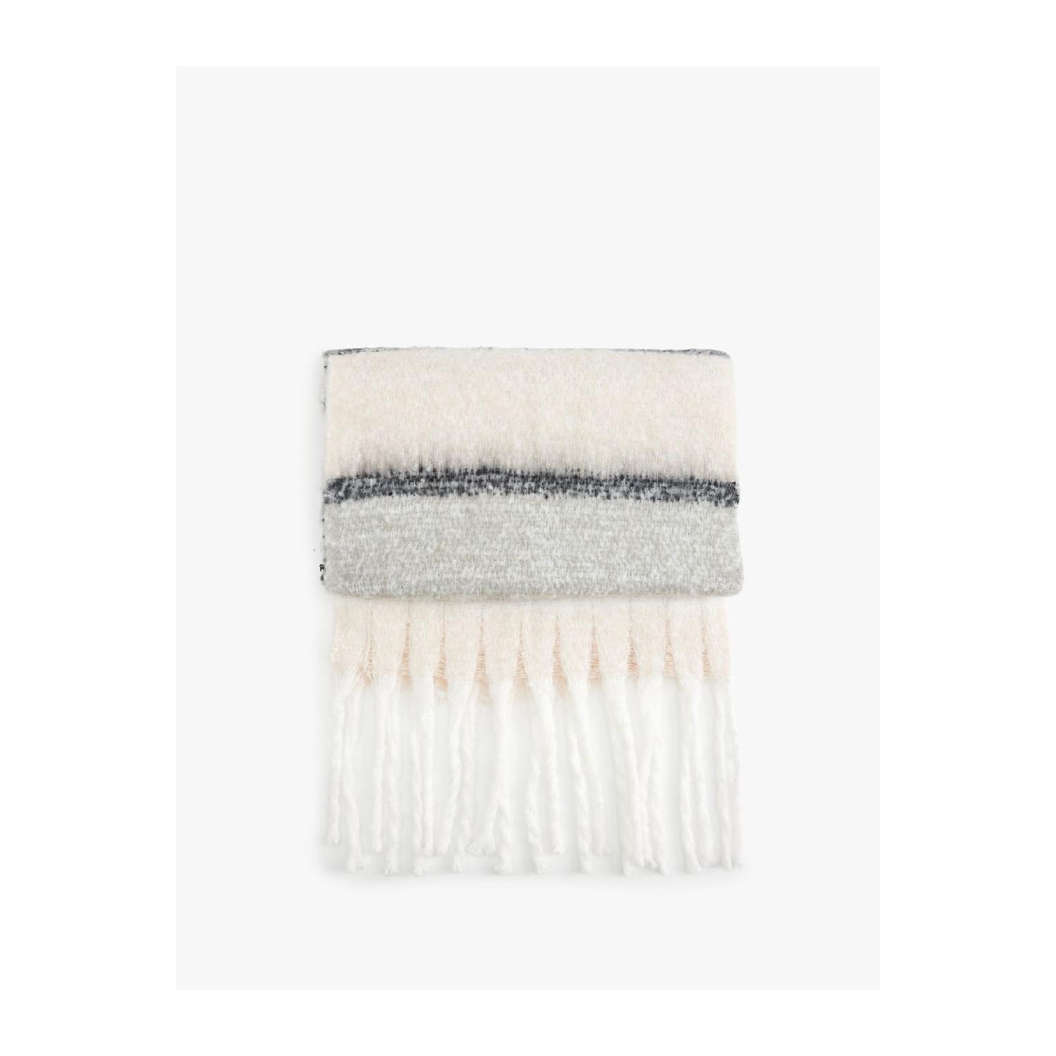 

Long Scarf Color Blocked Soft Textured Tassels экрю