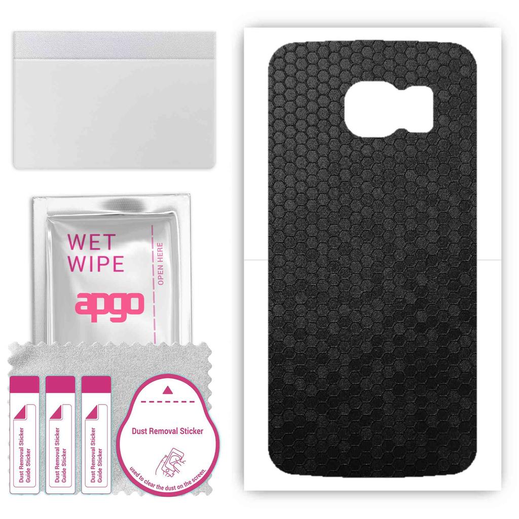 apgo Protective Skin Sticker for the back compatible with Samsung Galaxy S6 G920, Wrap Film, Foil, Vinyl - Pattern Black Honeycomb