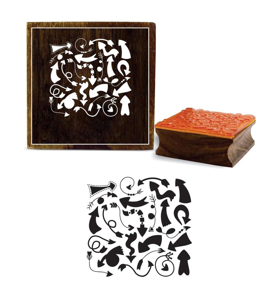 Printtoo Tribal Arrows Pattern Square Wooden Rubber Stamp Craft Block Diary Card-2 x 2