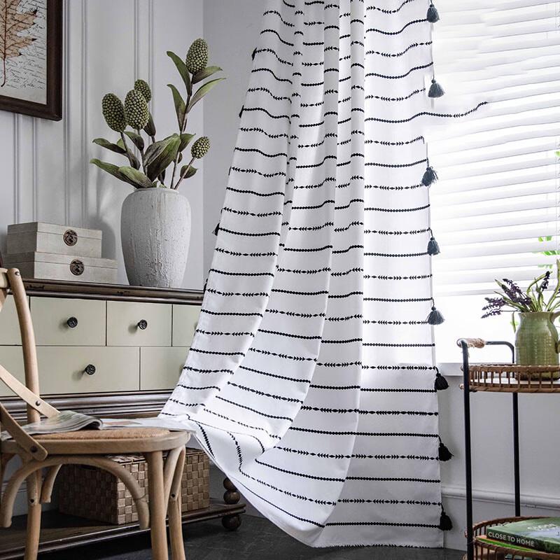 Jingga Striped Blackout Rod Pocket Curtain