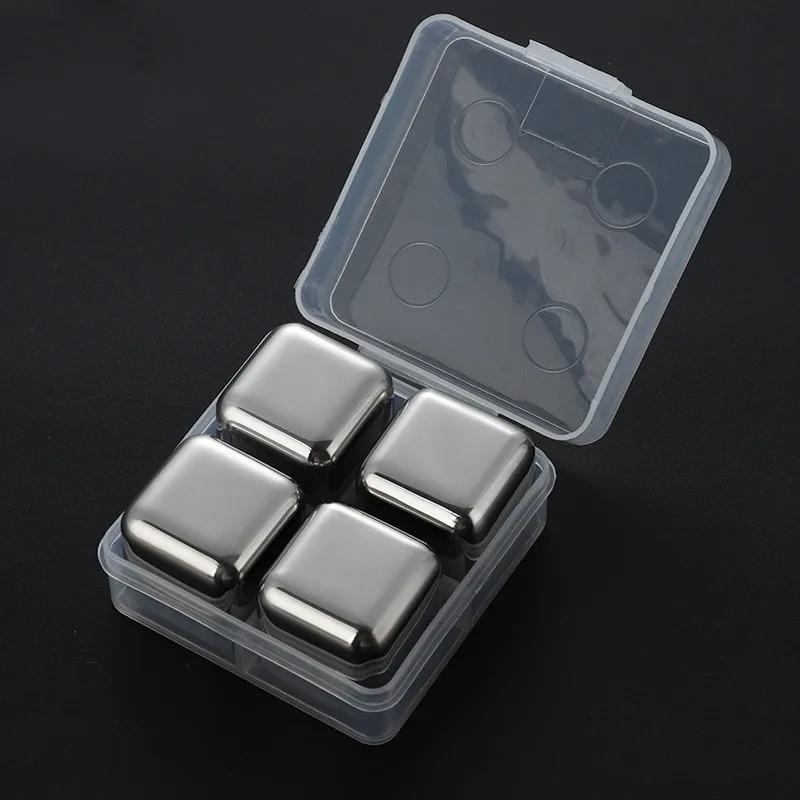 

Stainless Steel Ice Cubes Reusable Food Grade 304 Quick Freeze Metal Cooling Cubes Anti Dilution Resistant for Home Party Bar To