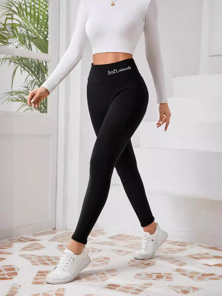 Dámské skinny kalhoty s vysokým pasem a fleecovou podšívkou na zimní sporty, fitness a jógu - Zůstaňte v teple a pohodlí během cvičení