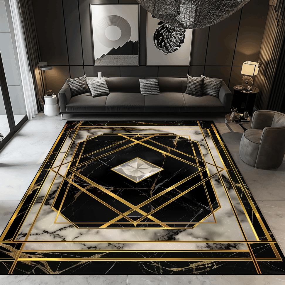 

Декор гостиной Роскошные ковры Черно-золотой мраморный ковер Европейский домашний ковер для дивана Коврик для пола Декор комнаты Коврики для прихожей 60*90cm