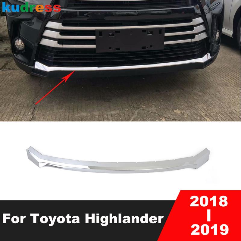 Хромированная накладка на решетку нижнего переднего бампера для Toyota Highlander 2018, Хромированная полоса-молдинг губы бампера, Аксессуары