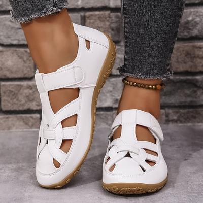Cross-border Large Size 2026 Summer Handmade Vintage Sandals Soft-soled Mother's Shoes Hollow-out Breathable Velcro Casual Women's Shoes