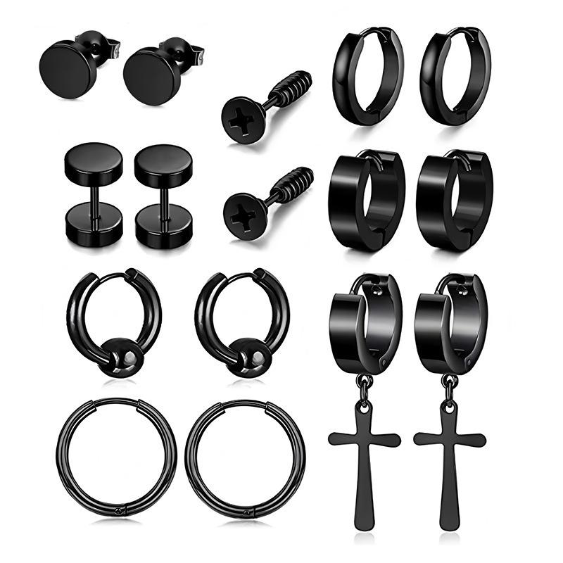 Luxury Stainless Steel Women's Stud Earrings: European & American Fashion Set