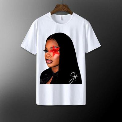 Jt Großes Gesicht Roter Stern Rosa Grafik Unisex T-Shirt Baumwollstoff Damenmode Passt Sommer Streetwear Unisex T-Shirt
