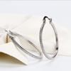 Thin Line Stone Pave Hoop Earrings Minimalist Sparkling Elegant Women Jewelry