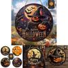 Modern Minimalist Wooden Halloween Door Sign With Creative Round Design For Home Decoration