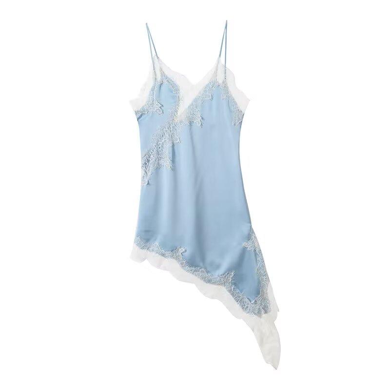 

2026 New Women s Slim Fit Asymmetrical Lace Trim Camisole Dress Large