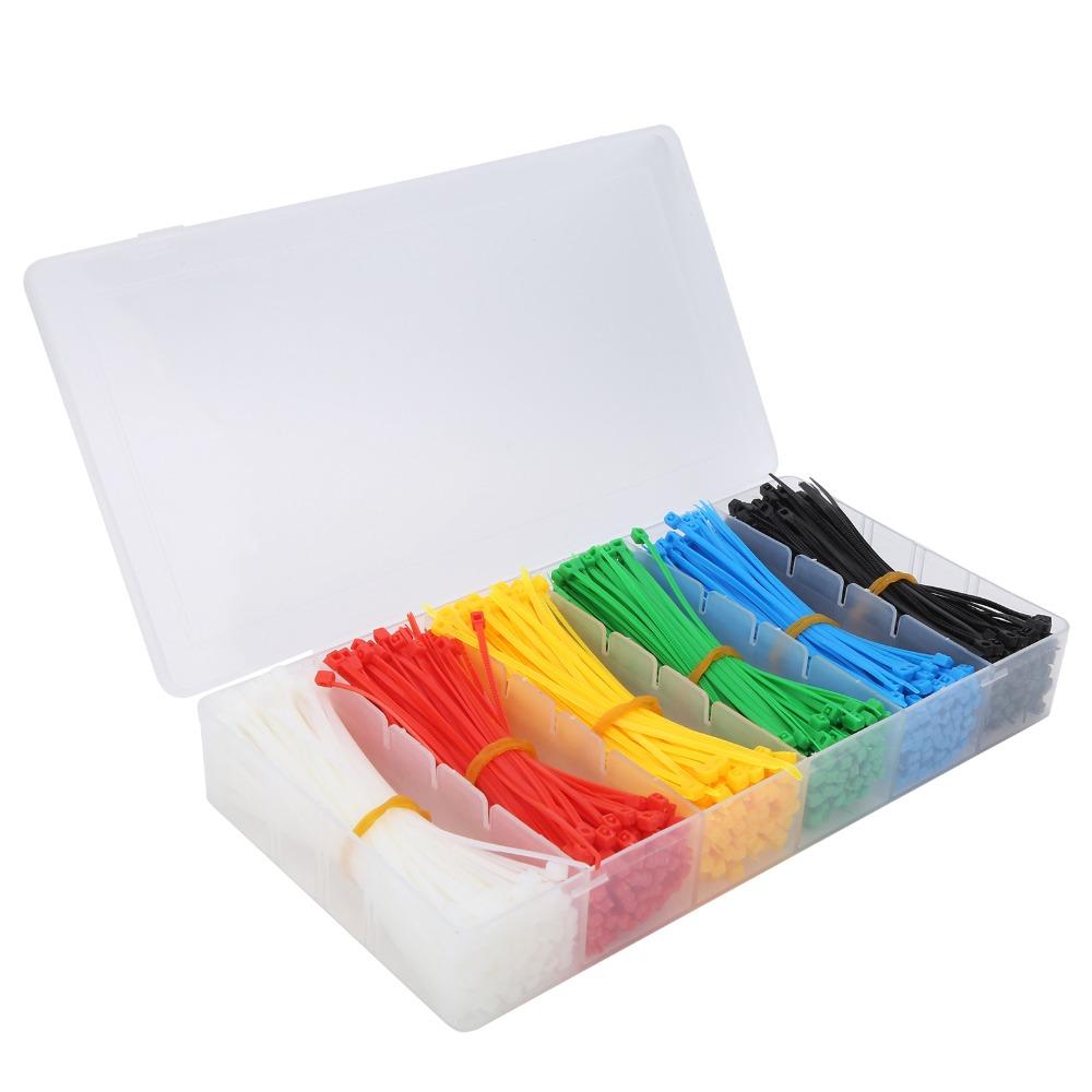 900pcs 6 Colors Multicolor Zip Ties Self-Locking Portable Zip Ties Cord Management
